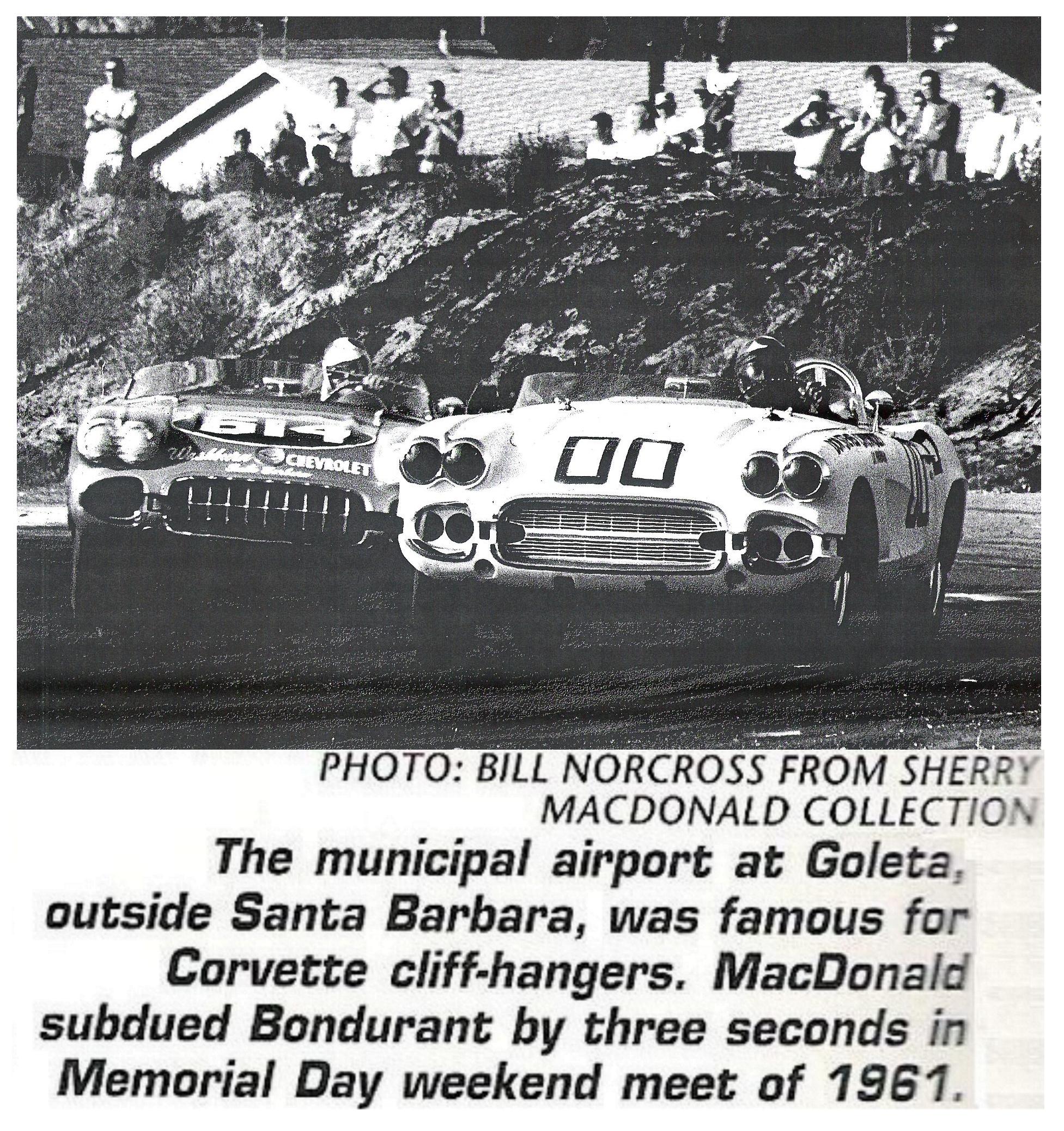 Dave MacDonald leads good friend Bob Bondurant at santa barbara 1961